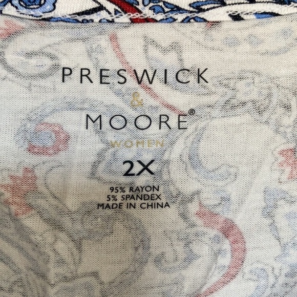 Preswick & Moore top paisley floral print top w stretch & tie detail 2X - Picture 12 of 17